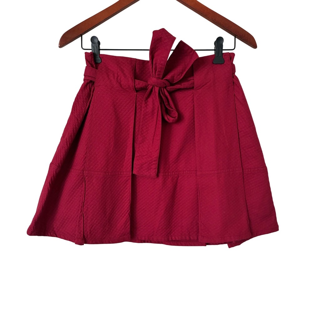 Tulle‎ Red Quilted Mini Skirt Small Preppy Boho Festival Tie Waist A-Line Skirt